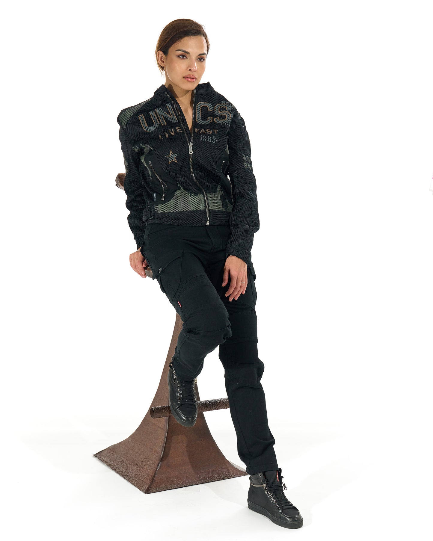 Dámská bunda MOTORCYCLE (WITH PRINT) BLACK