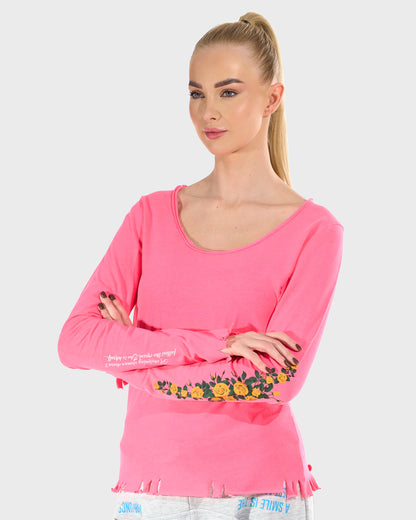 Dámské triko CLAUDIE LS NEON PINK