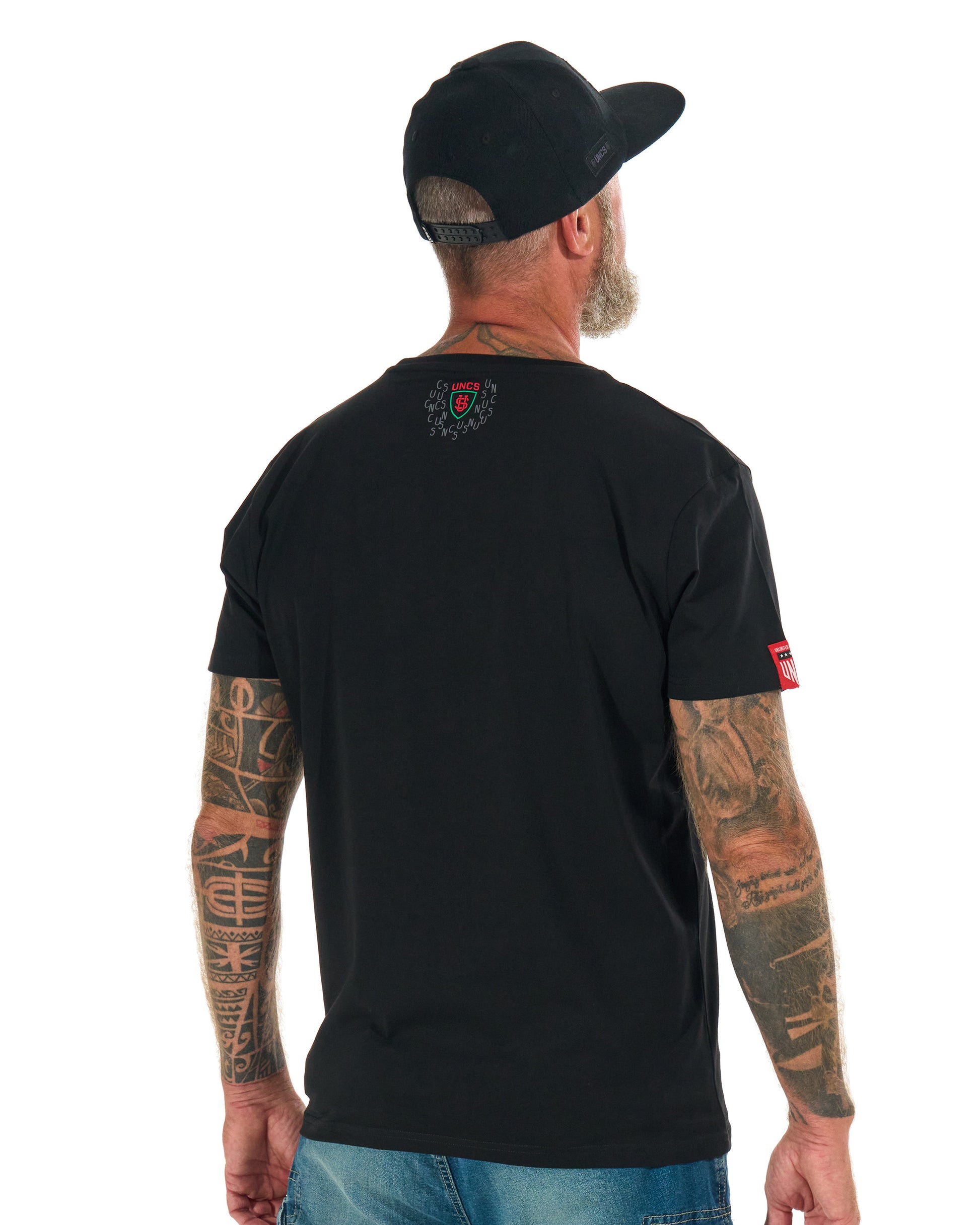 Černé tričko UNCS v motorkářském stylu, pohodlný streetwear pro muže, velikosti až do 6XL.