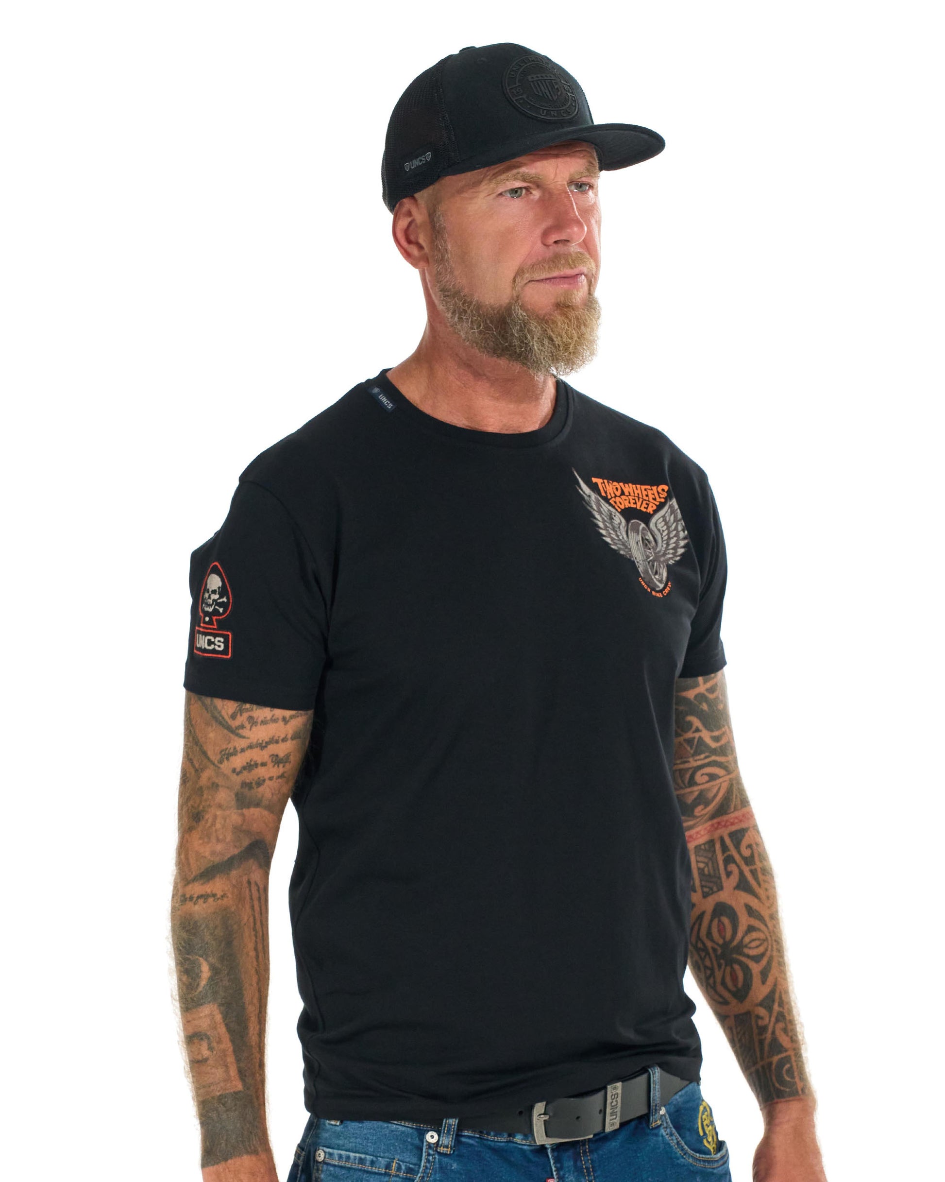 Pánské triko TWO WHEELS II BLACK/ORANGE