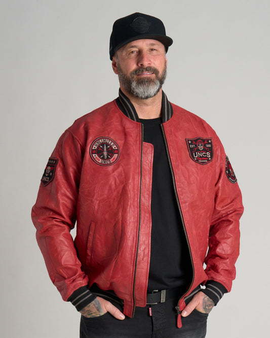 Pánská bunda kožená BIKER II RED