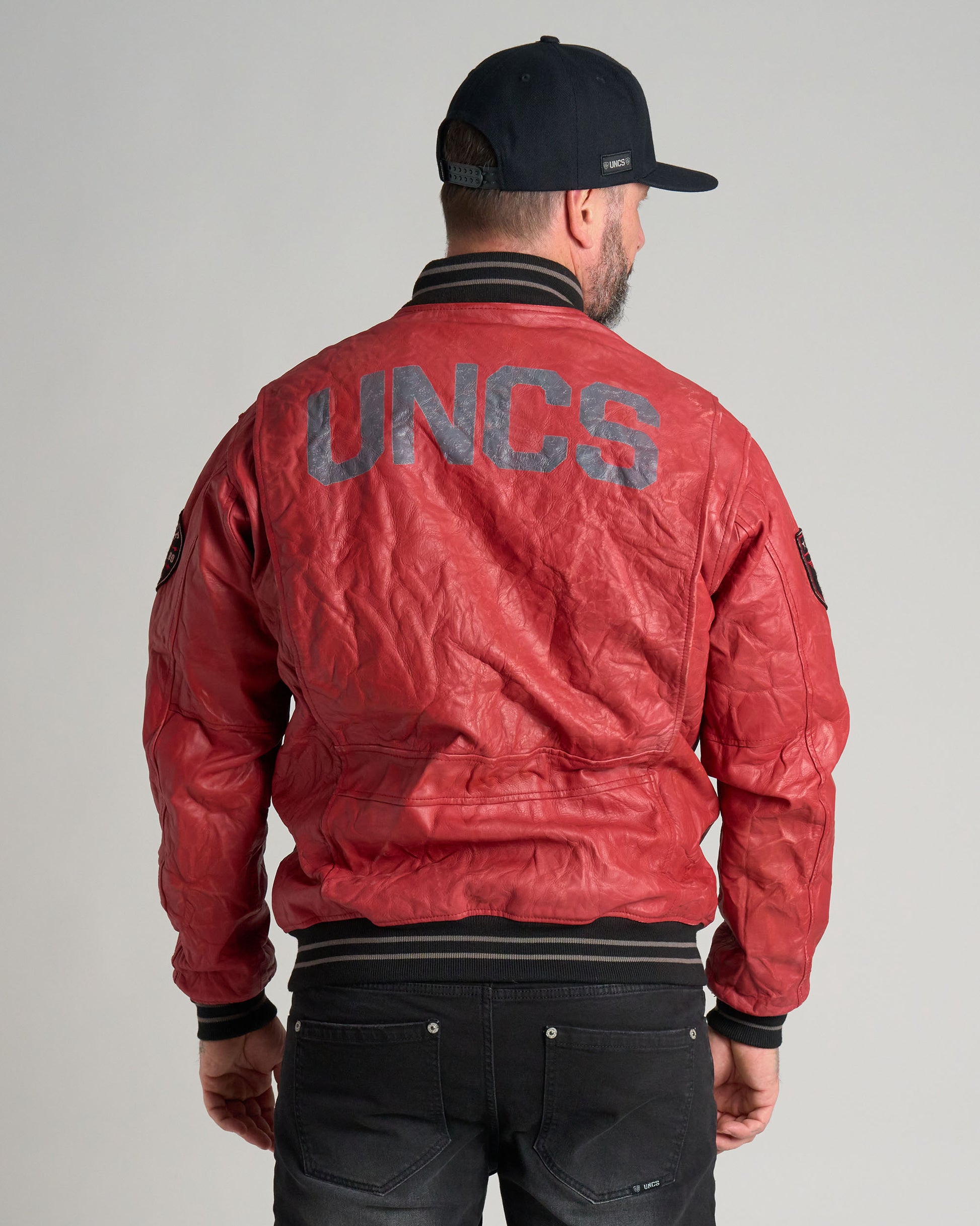 Pánská bunda kožená BIKER II RED