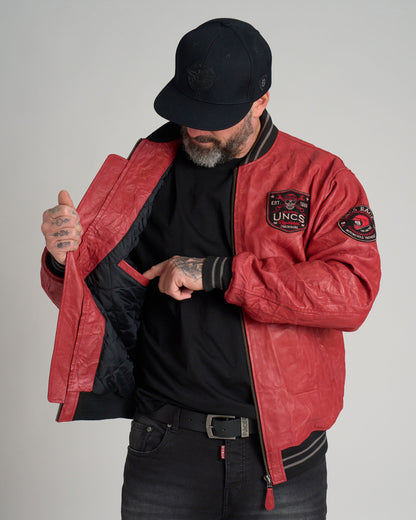 Pánská bunda kožená BIKER II RED