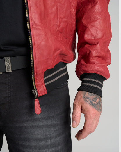 Pánská bunda kožená BIKER II RED