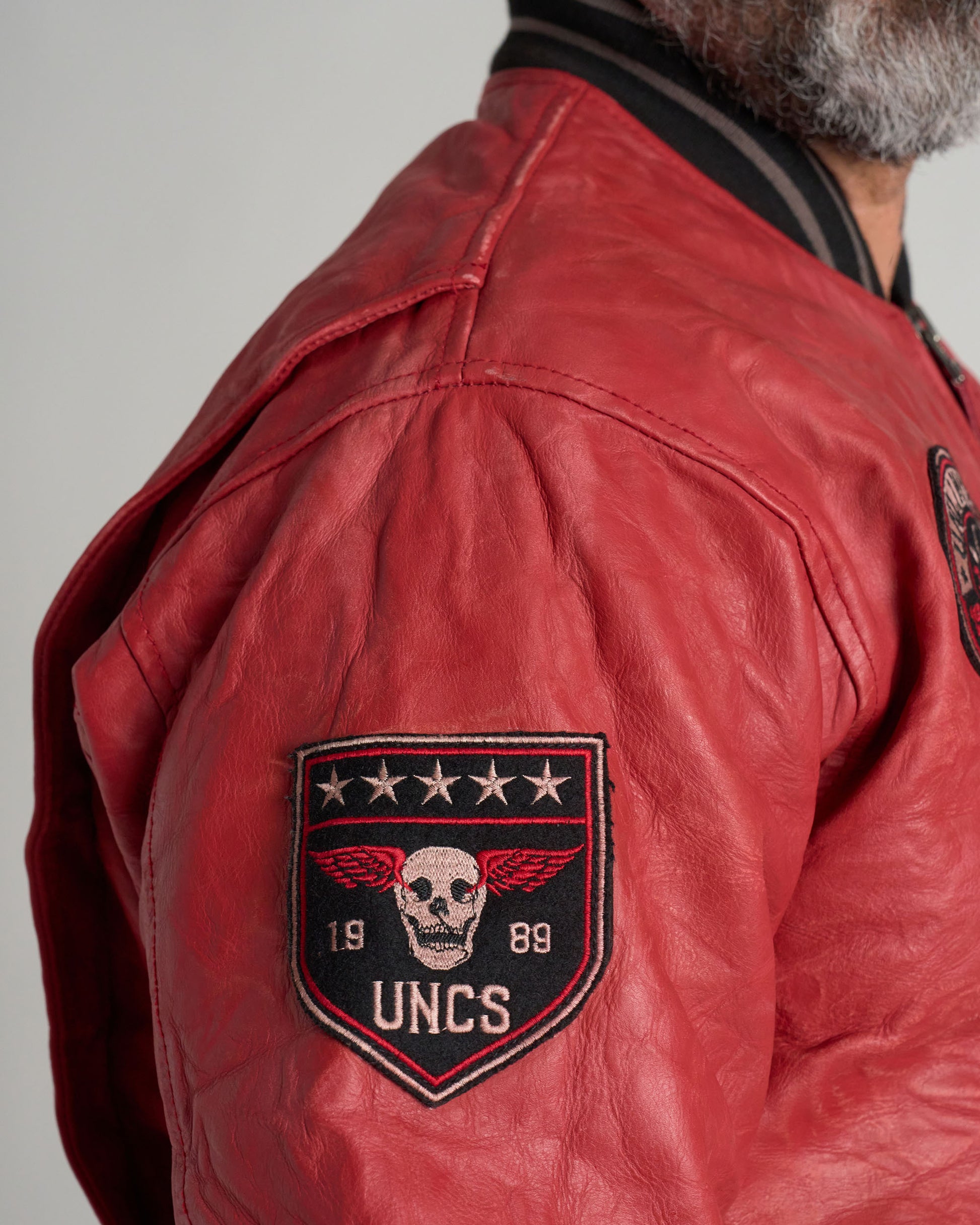 Pánská bunda kožená BIKER II RED