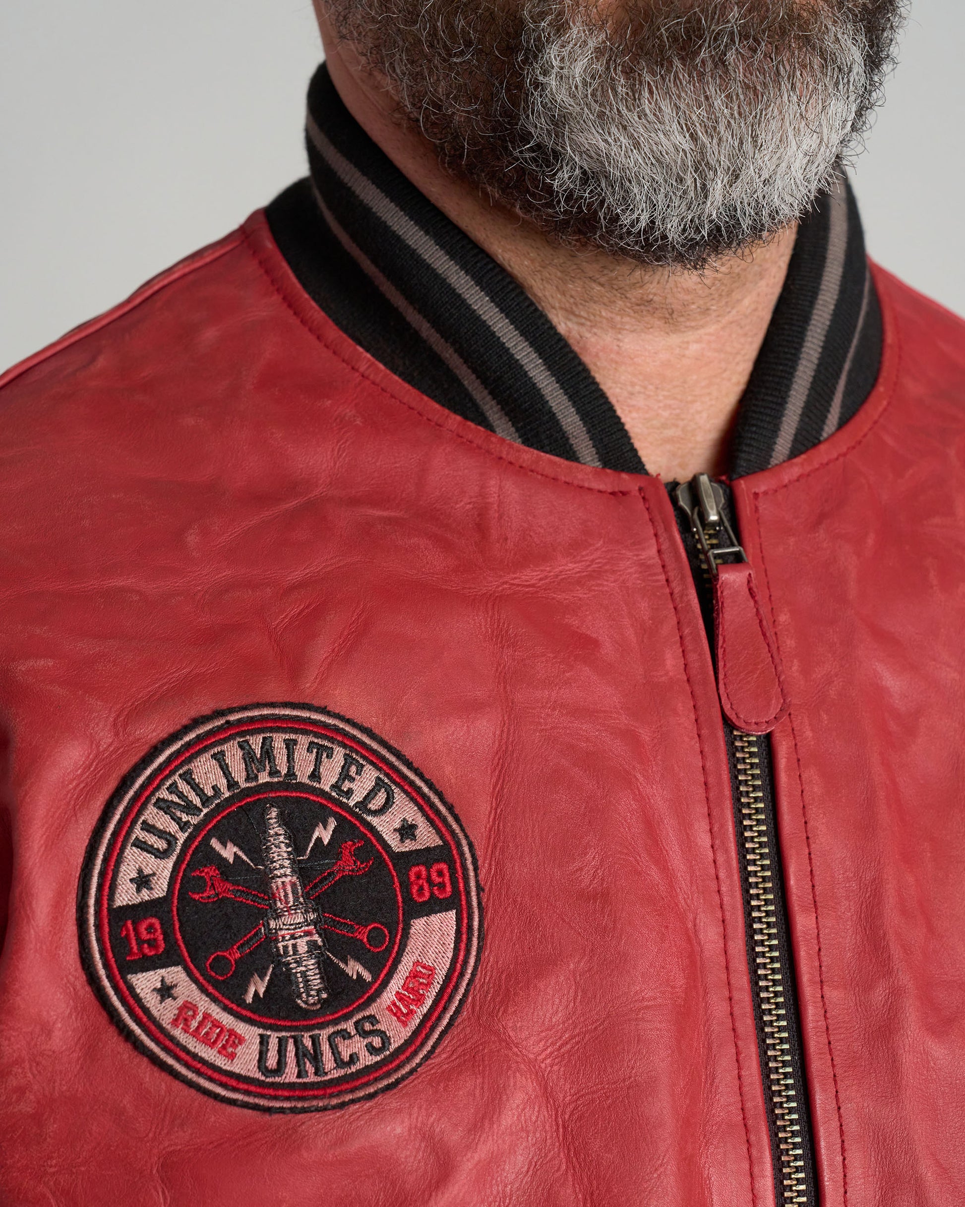 Pánská bunda kožená BIKER II RED