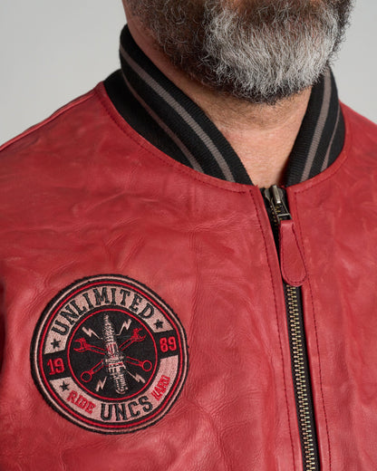 Pánská bunda kožená BIKER II RED