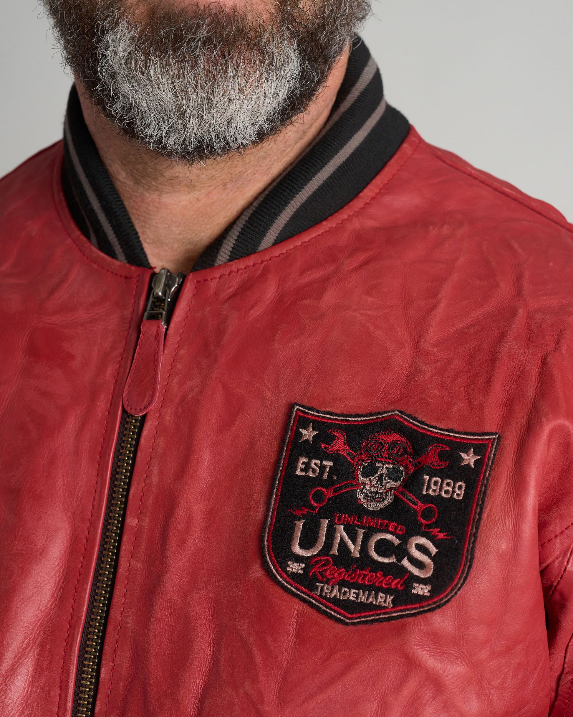 Pánská bunda kožená BIKER II RED