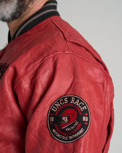 Pánská bunda kožená BIKER II RED