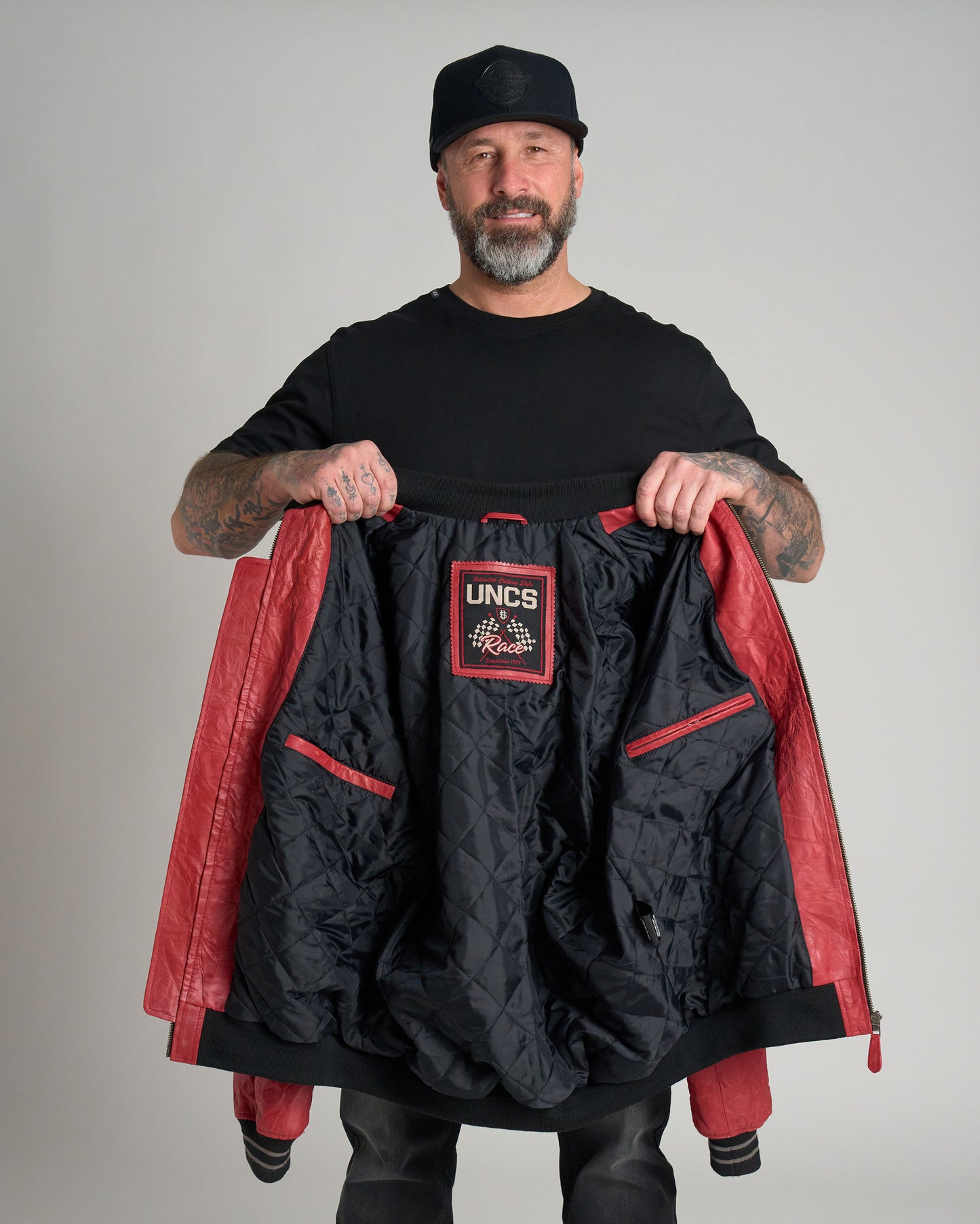 Pánská bunda kožená BIKER II RED