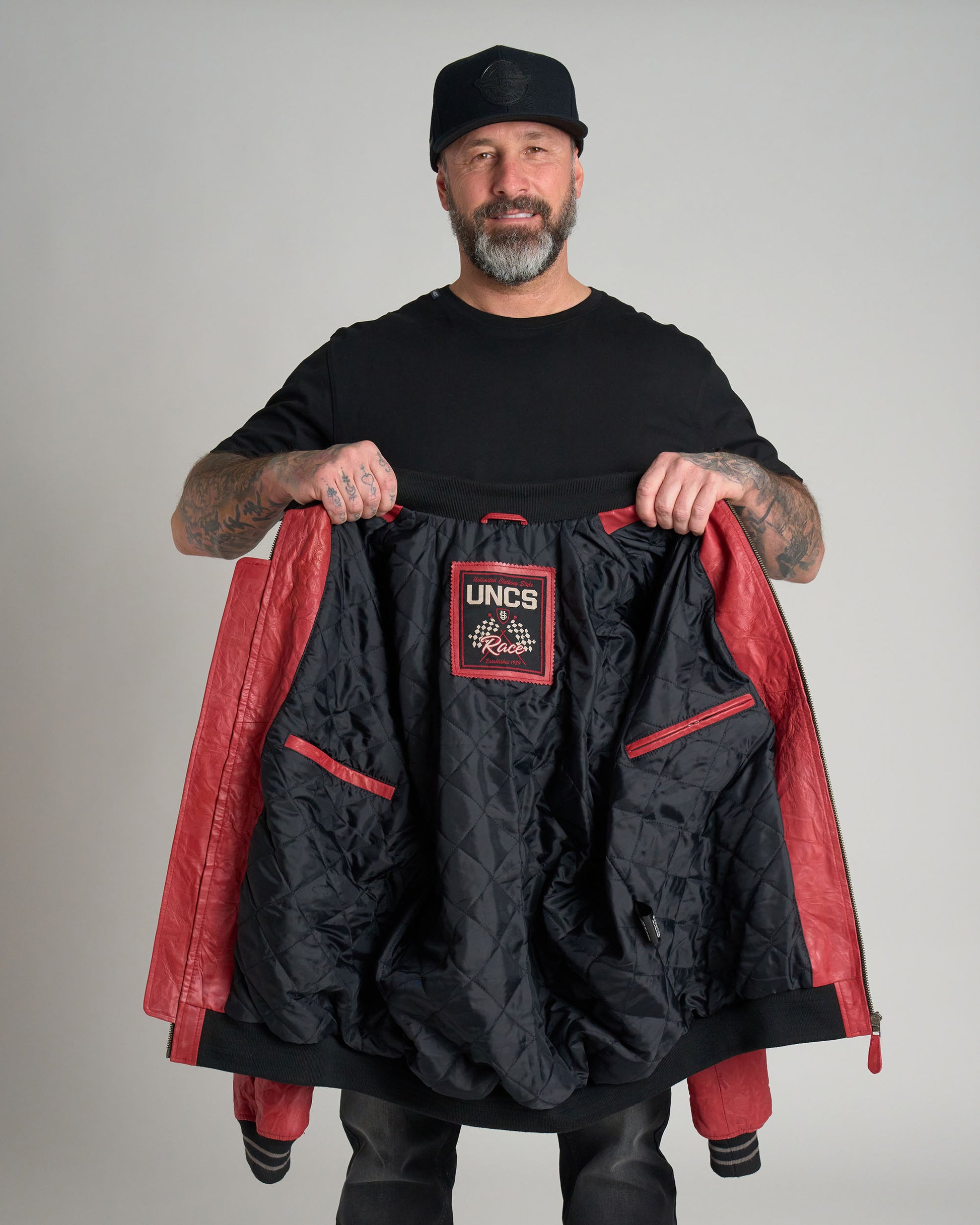 Pánská bunda kožená BIKER II RED