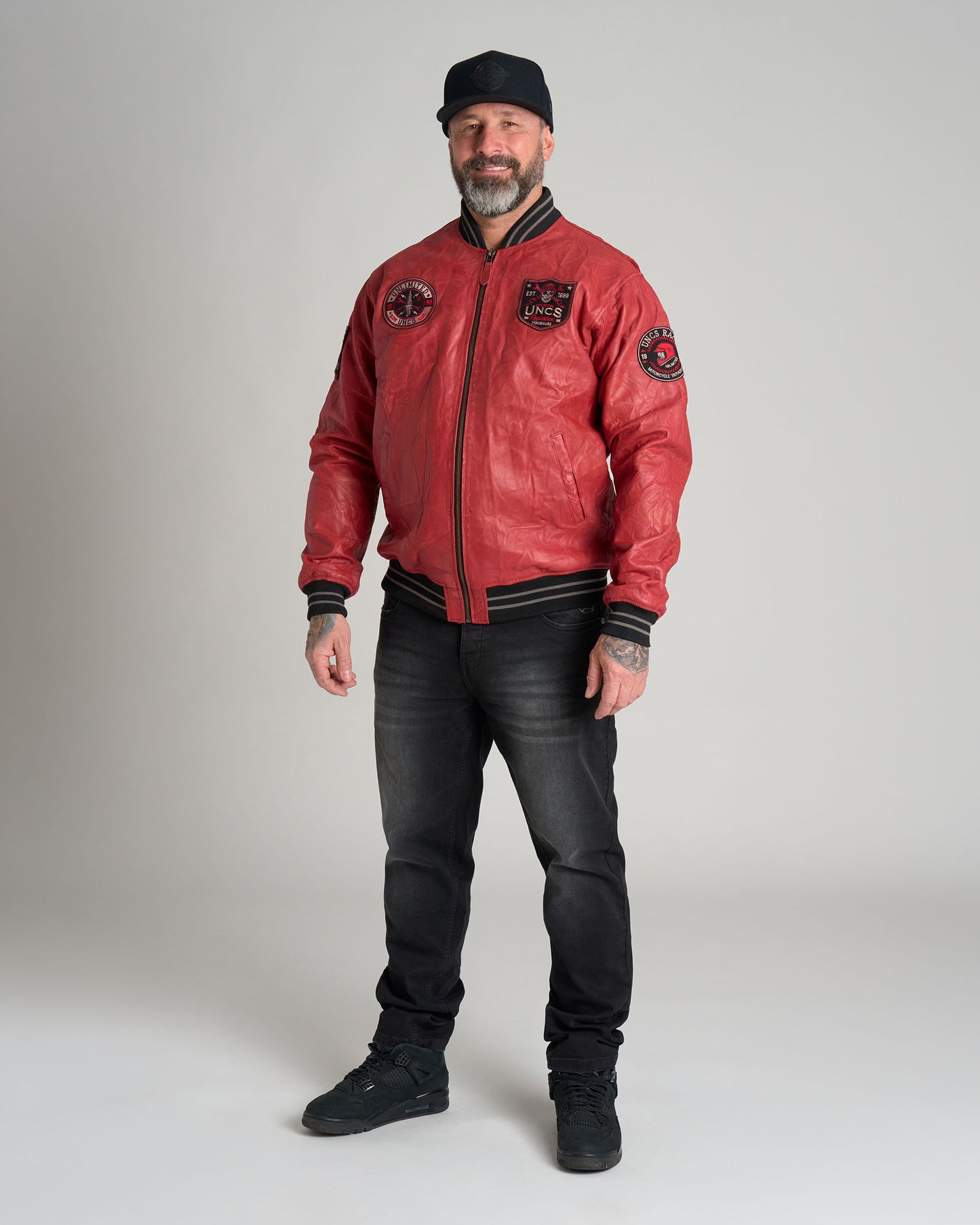 Pánská bunda kožená BIKER II RED