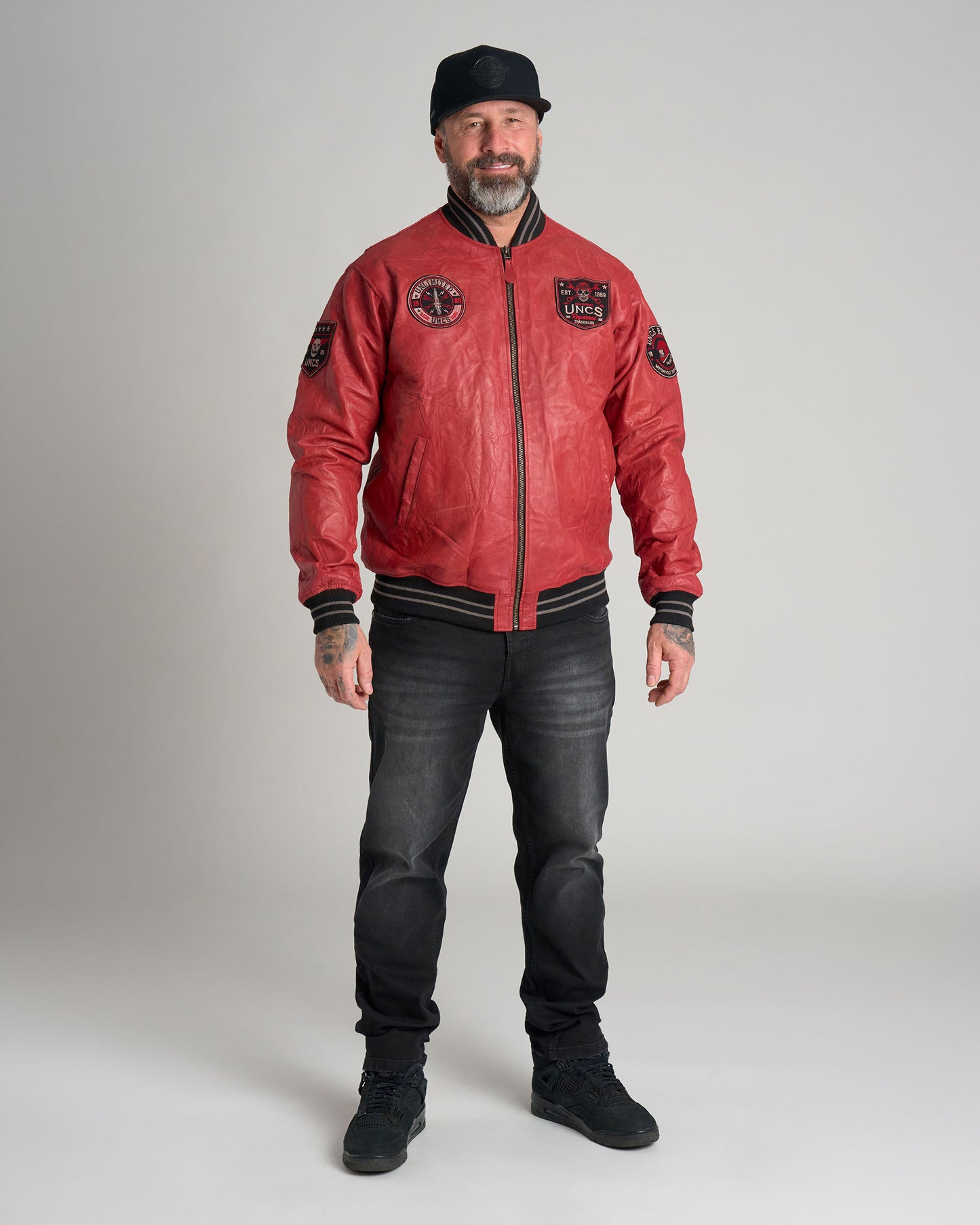 Pánská bunda kožená BIKER II RED