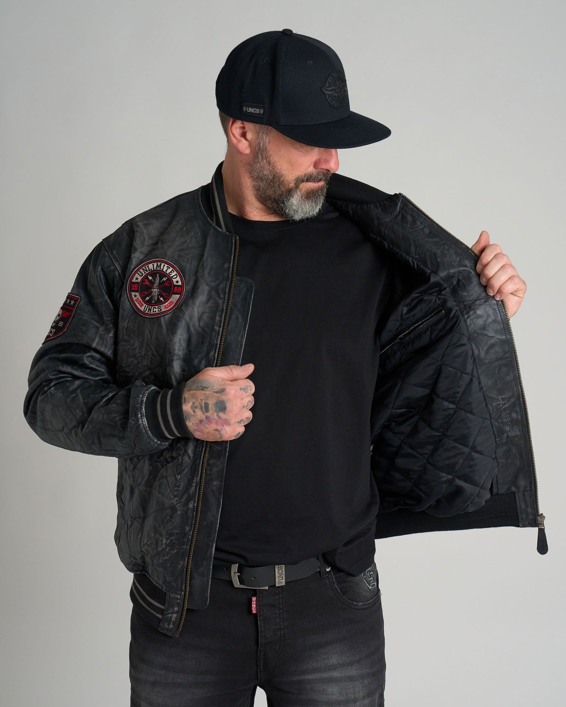 Pánská bunda kožená BIKER II BLACK