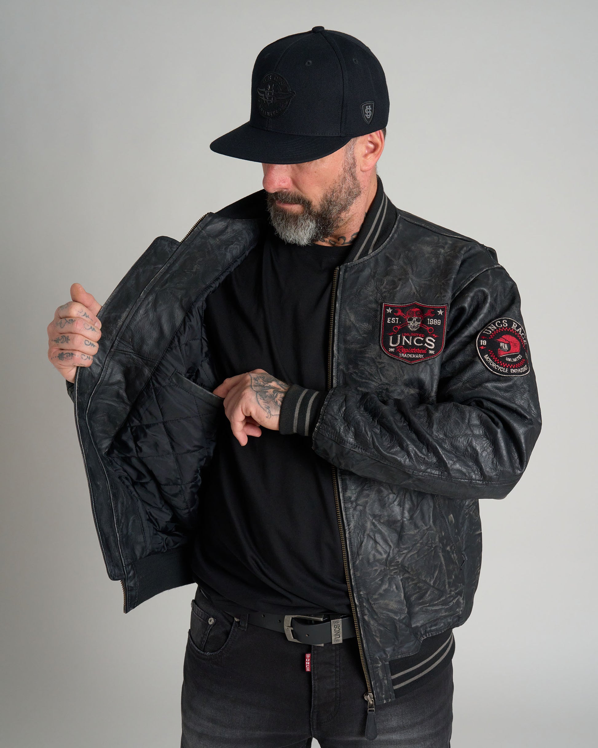 Pánská bunda kožená BIKER II BLACK