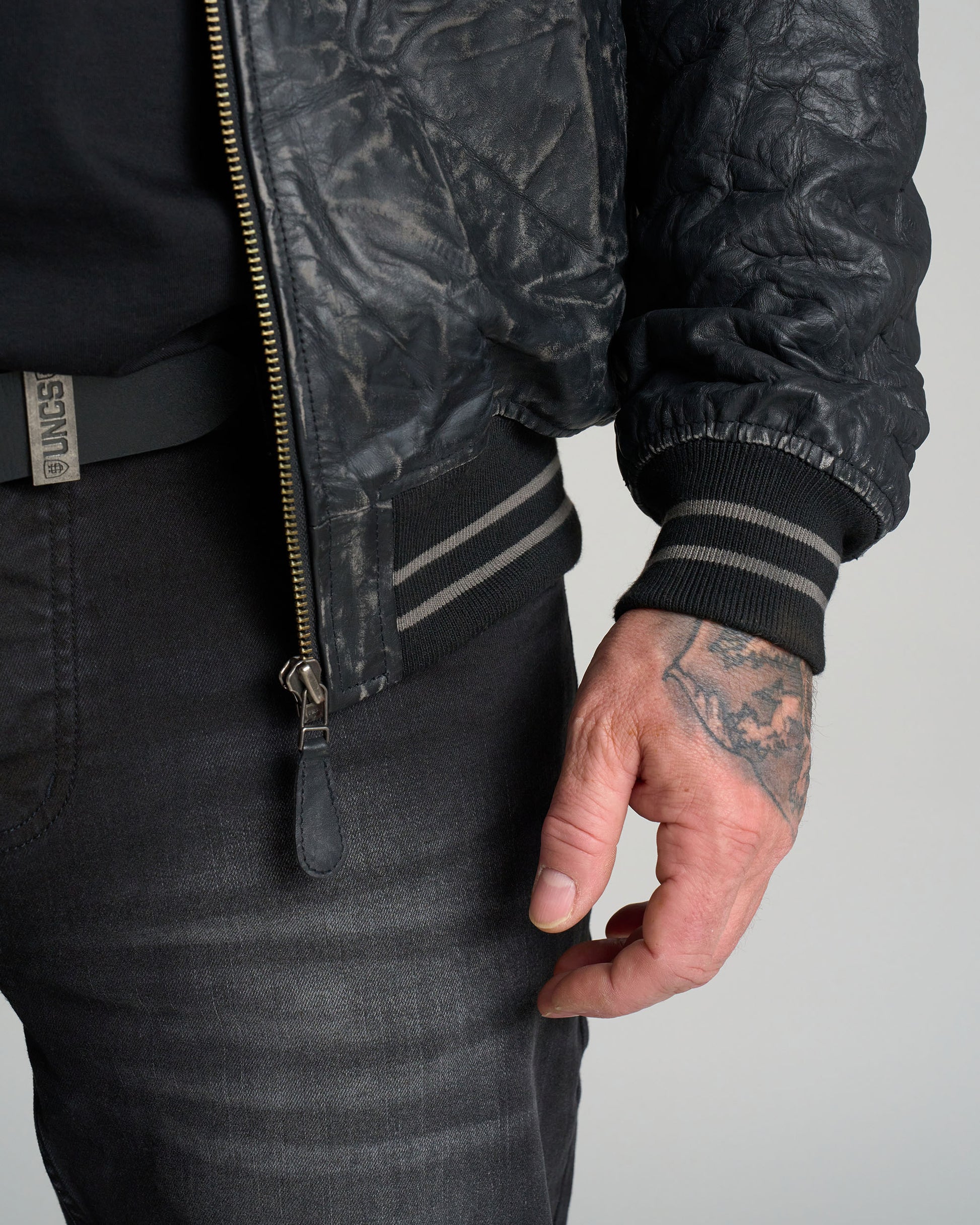 Pánská bunda kožená BIKER II BLACK