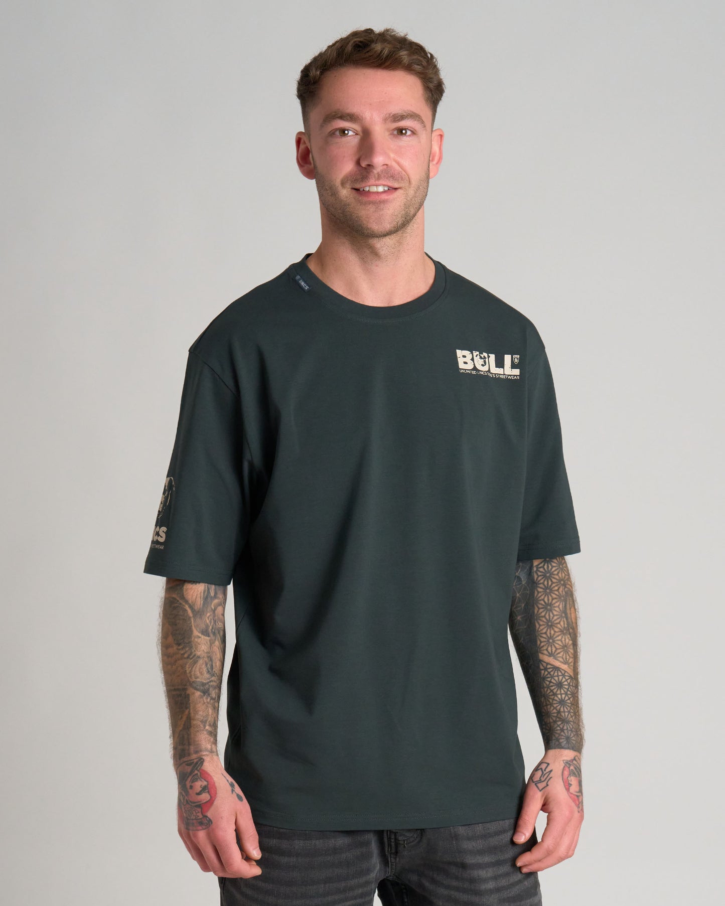 Pánské triko BULL III KHAKI/WHITE