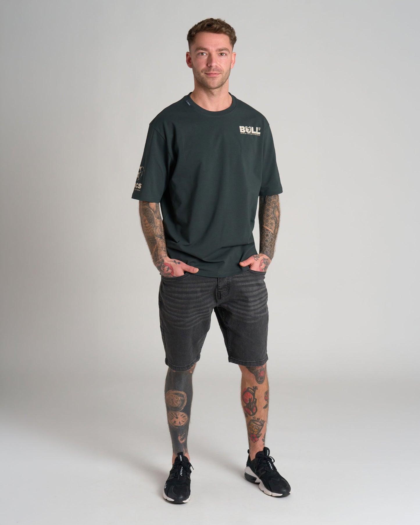 Pánské triko BULL III KHAKI/WHITE