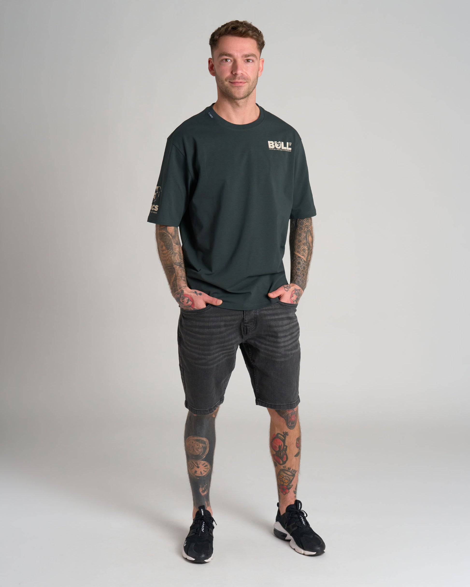 Pánské triko BULL III KHAKI/WHITE