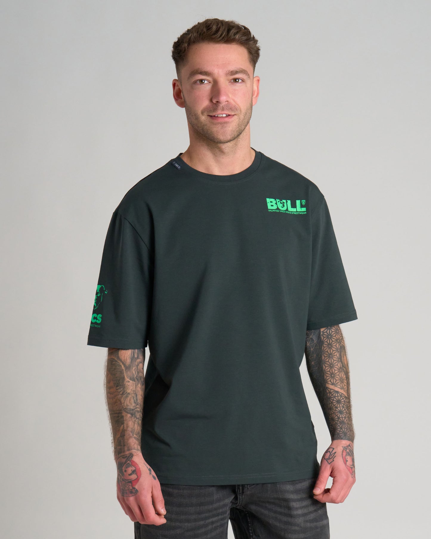 Pánské triko BULL III KHAKI/GREEN